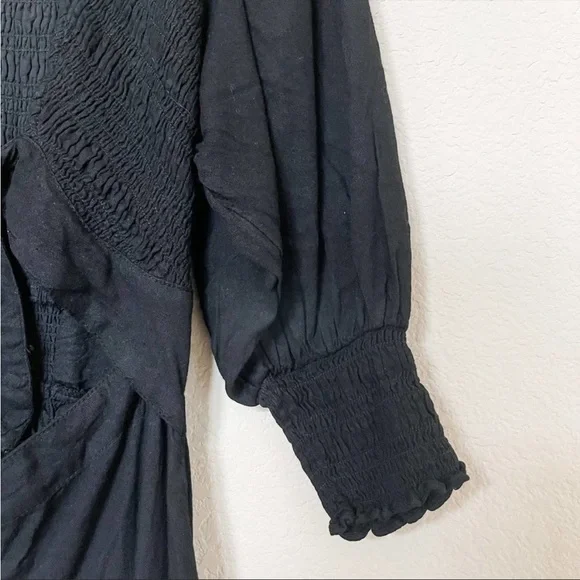 Free People String of Hearts Front Tie Button Down Maxi Dress | Black | … - Picture 10 of 11